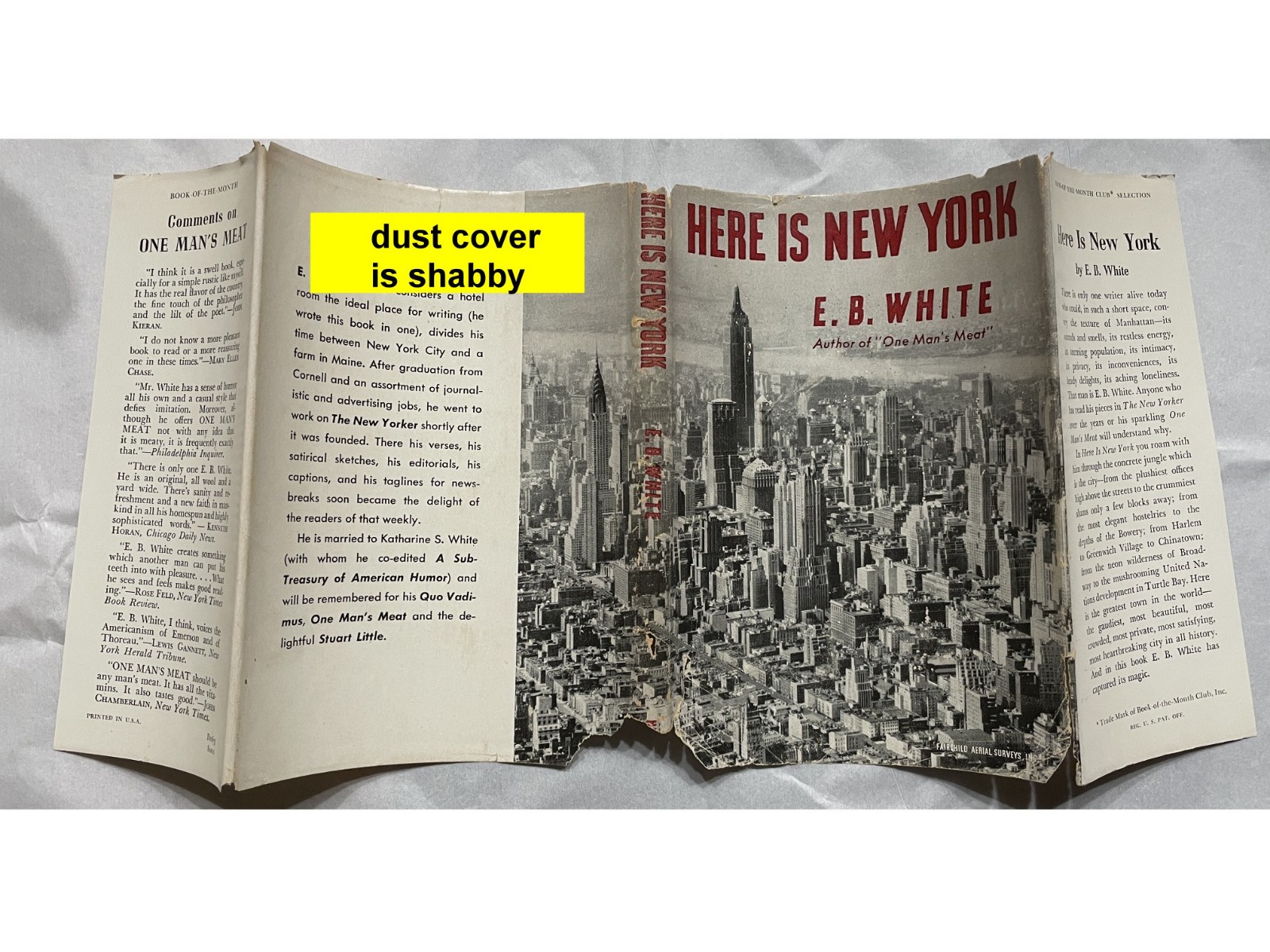 Vintage Book 1949 HERE IS NEW YORK by E.B. White – Book of the Month Club Ed