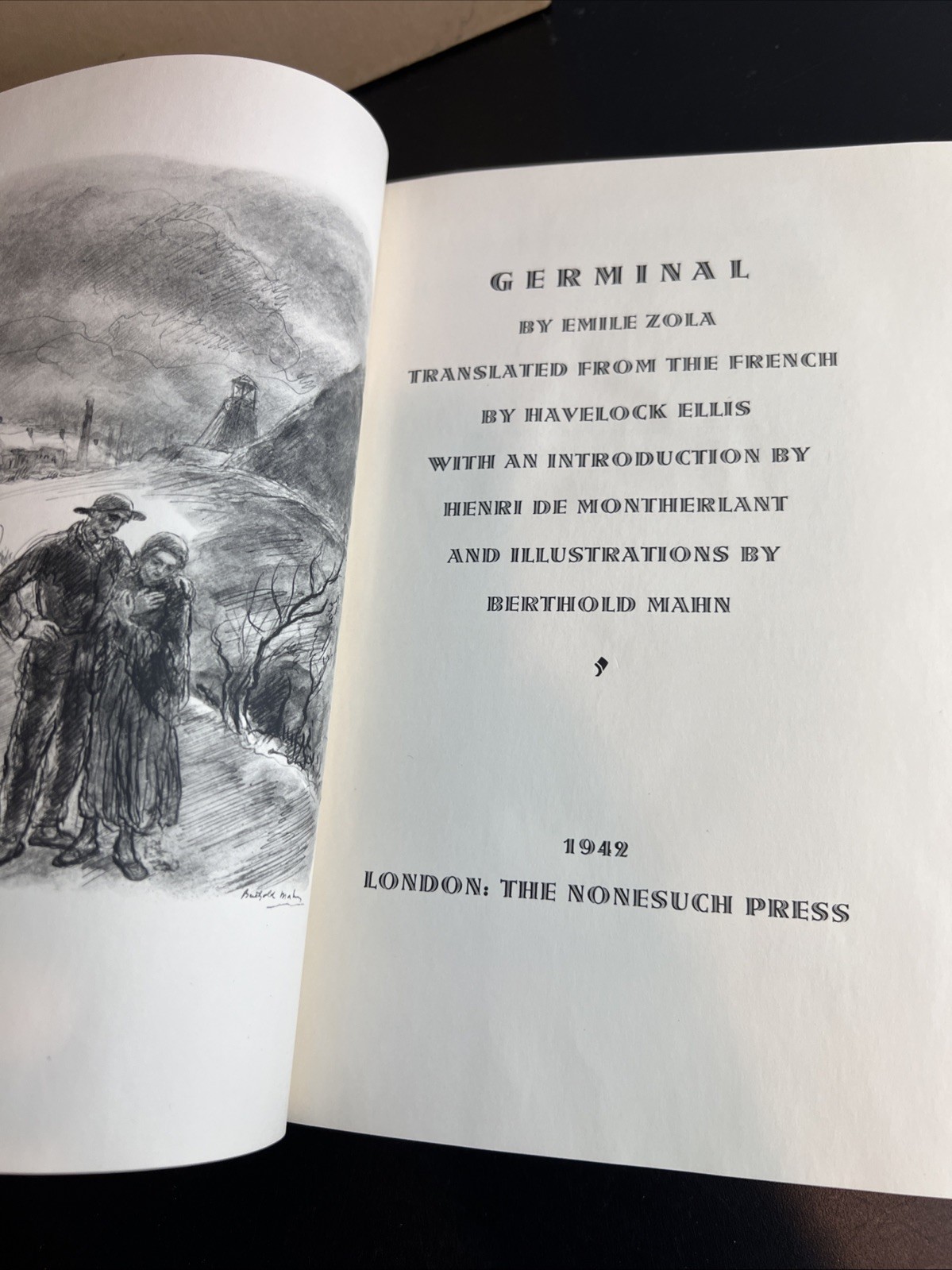 1942 Nonesuch Press Germinal Emile Zola slip case Berthold Mahn illustrated