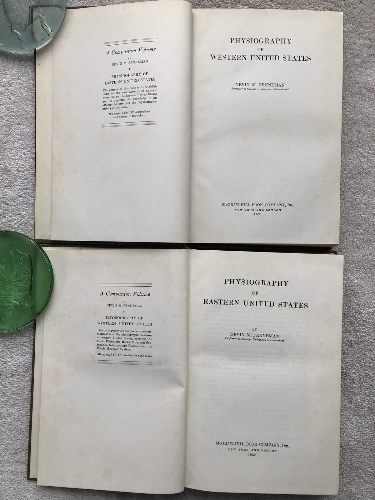 Two books, Physiography of Western & Eastern United States Nevin Fenneman, 1930s