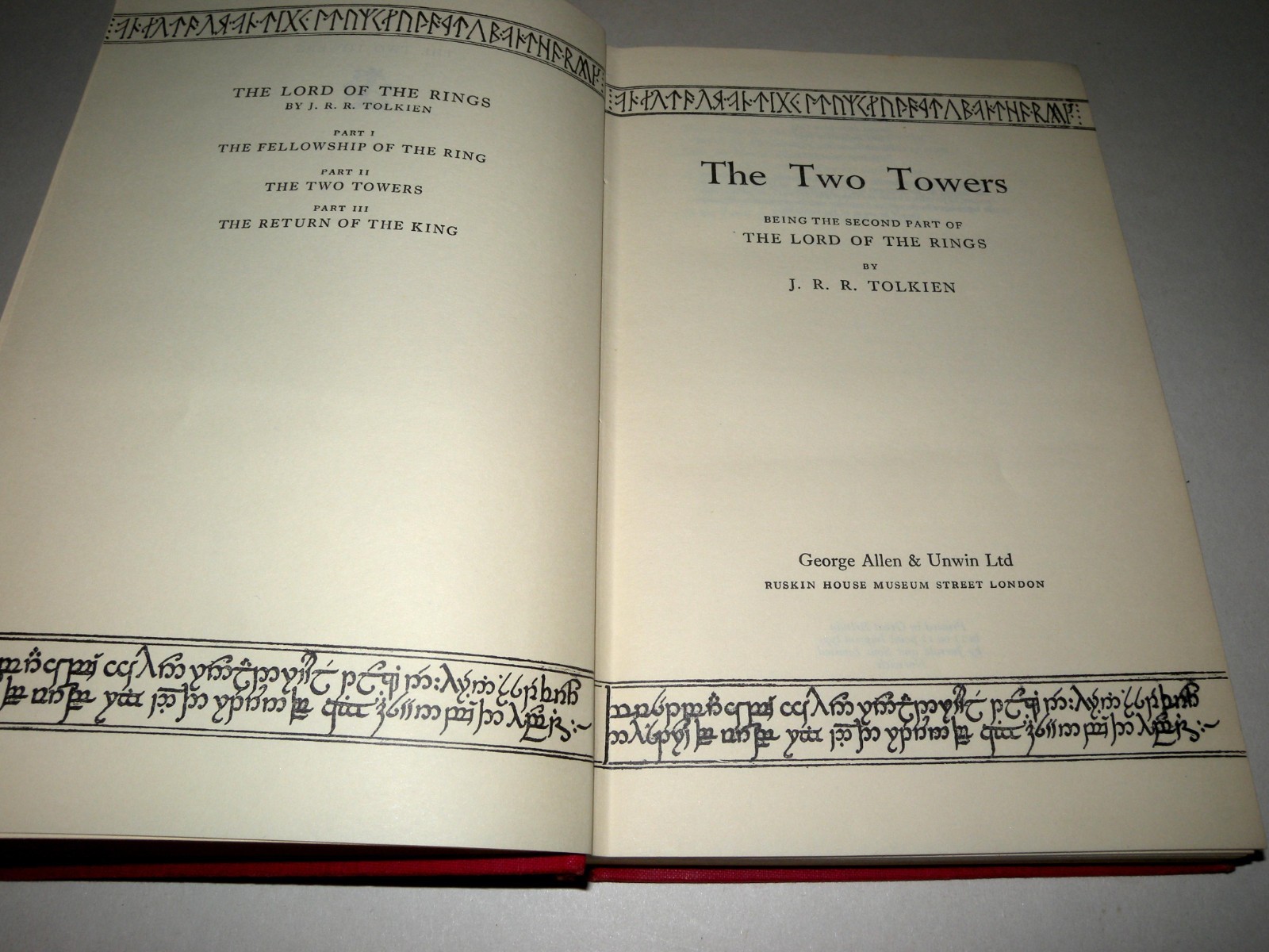 The Two Towers Tolkien 1957 1st Ed 5th Imp HB DJ Allen & Unwin
