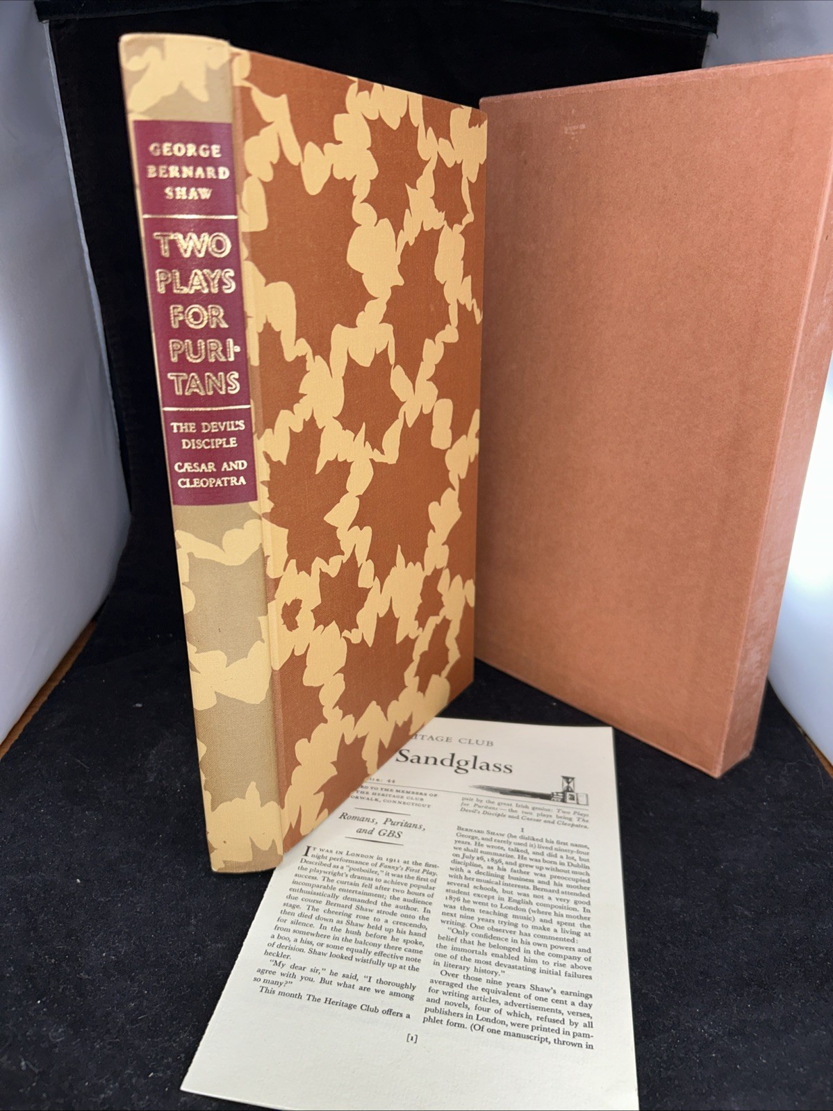 Two Plays George Shaw Heritage Club Press Slipcase Hardcover Book 1979 Sandglass