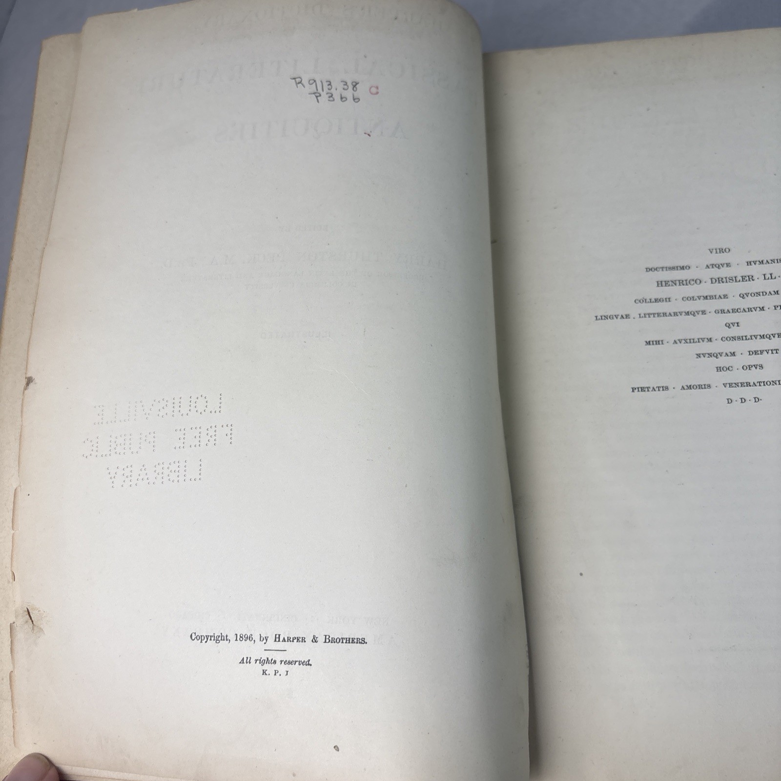 Harper’s dictionary of classical literature and antiquities 1896 Antique Book