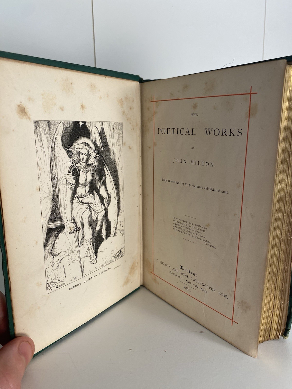 1880 John Milton Poetical Works Illustrated Antique Hardcover Victorian Binding