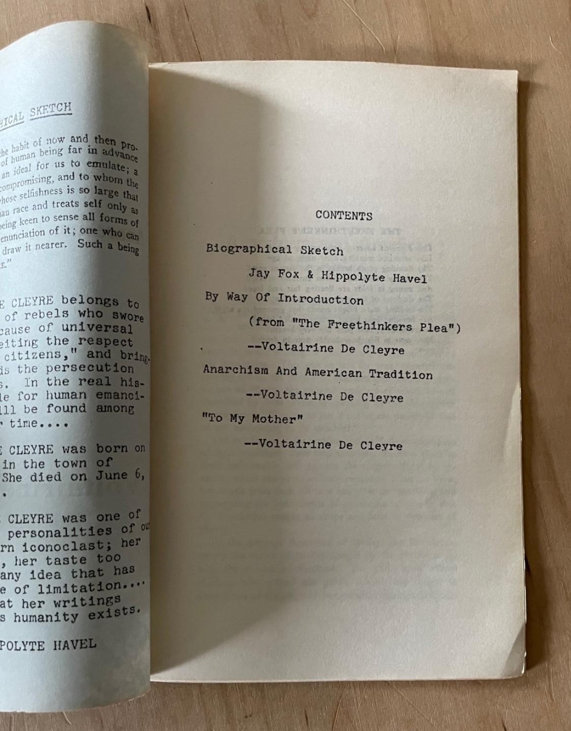 Voltairine De Cleyre ANARCHISM & AMERICAN TRADITION 1974 Reprint Pamphlet VTG