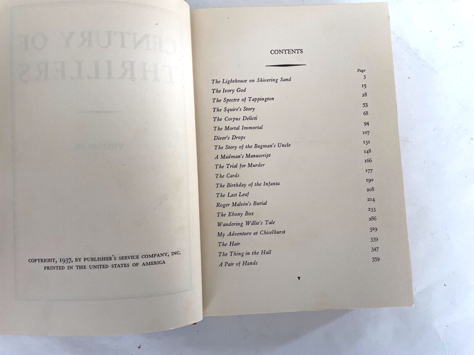 CENTURY OF THRILLERS Volume 3 Crime Collector Series Hard Cover Book 1937