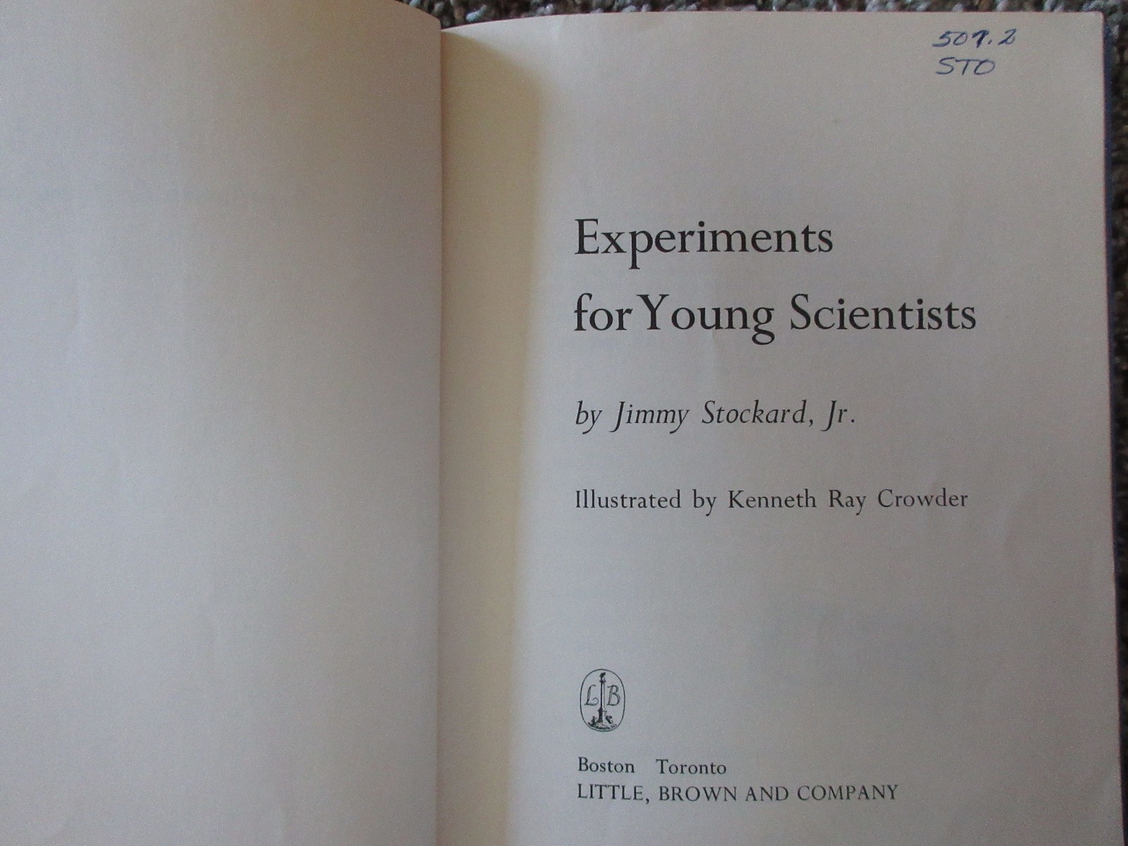 Experiments for Young Scientists (1964) by Jimmy Stockard, Jr – Hardcover 1st Ed
