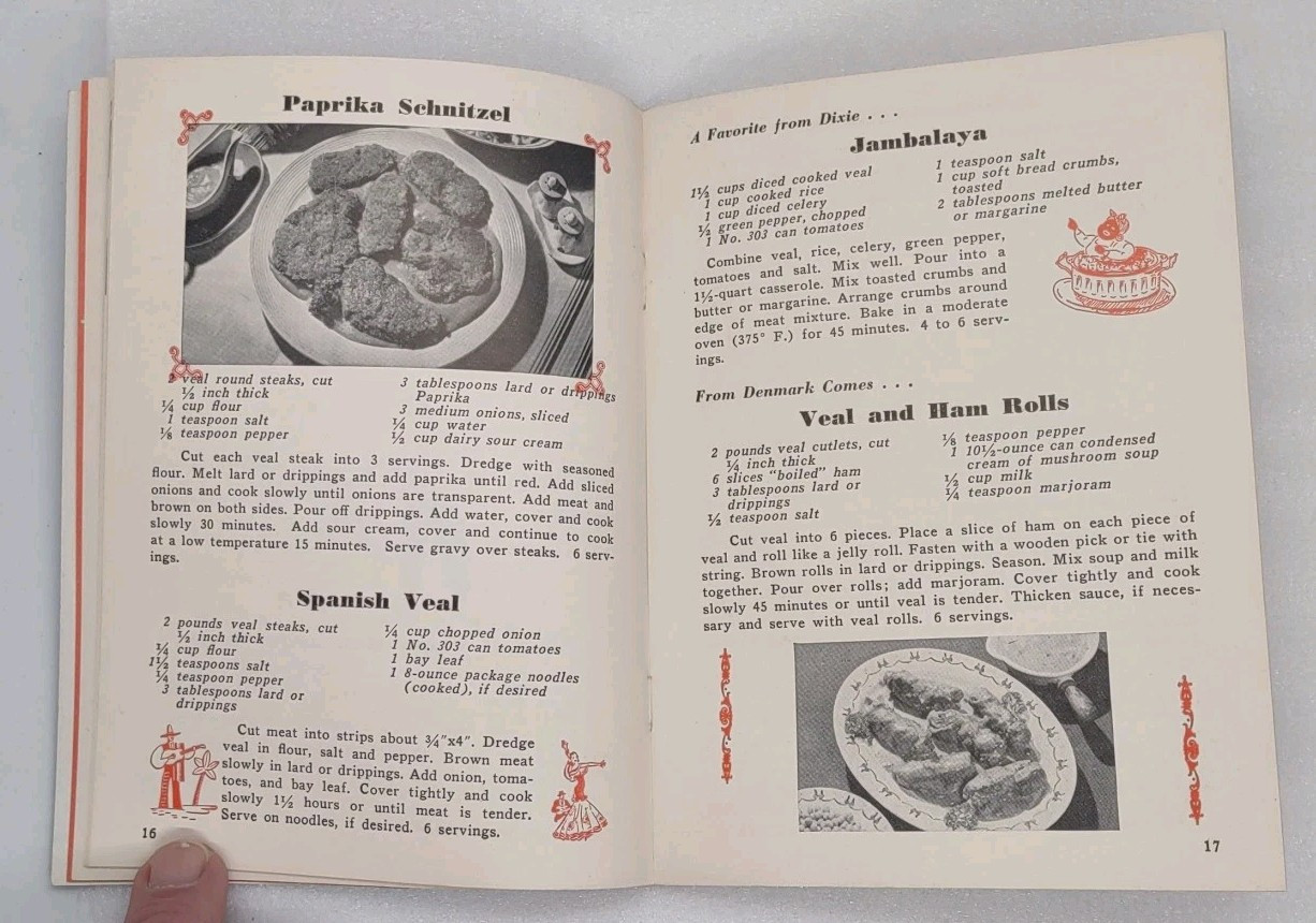 (2) LOT 1955 Meat Recipes ‘Round The World & 1948 Cooking The Modern Way