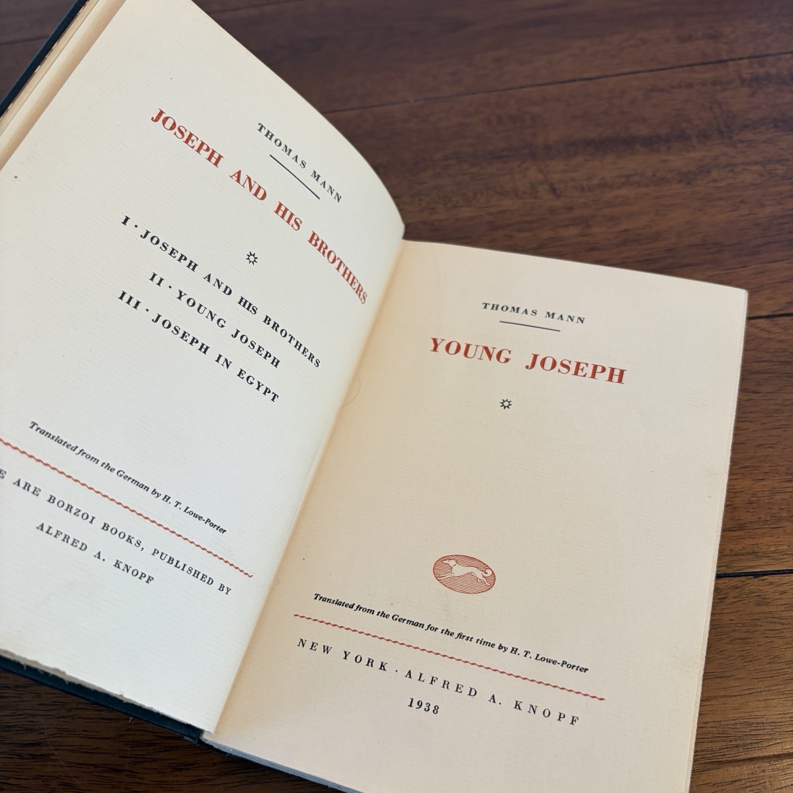 Young Joseph by Thomas Mann (Knopf 1938) Hardcover