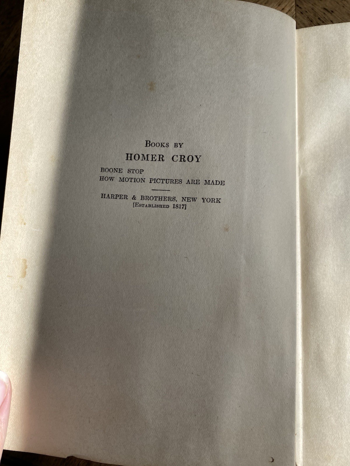 Boon Stop by Homer Croy 1918 Hardcover Book 1st Edition