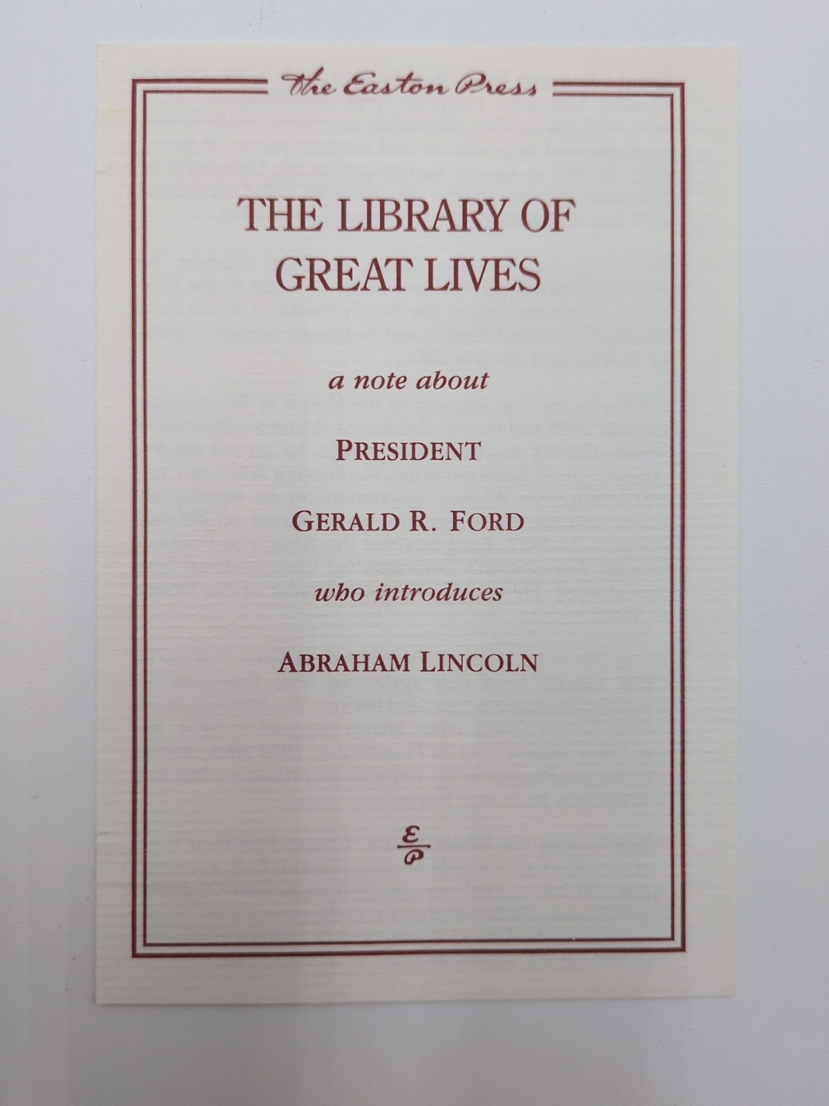 With Malice Toward None-The Life Of Abraham Lincoln By S.B. Oates Easton Press