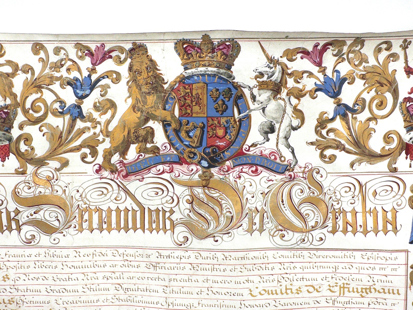1731 Illuminated Letters Patent King George II Earl Effingham Great Seal Vellum