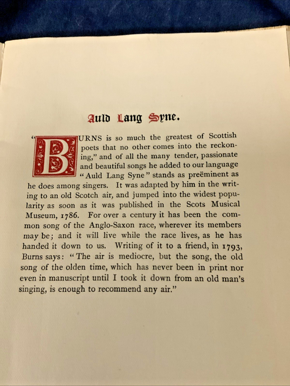 Auld Lang Syne by Robert Burns 1900 Antique Song Poem Book Moses King Lovell Co
