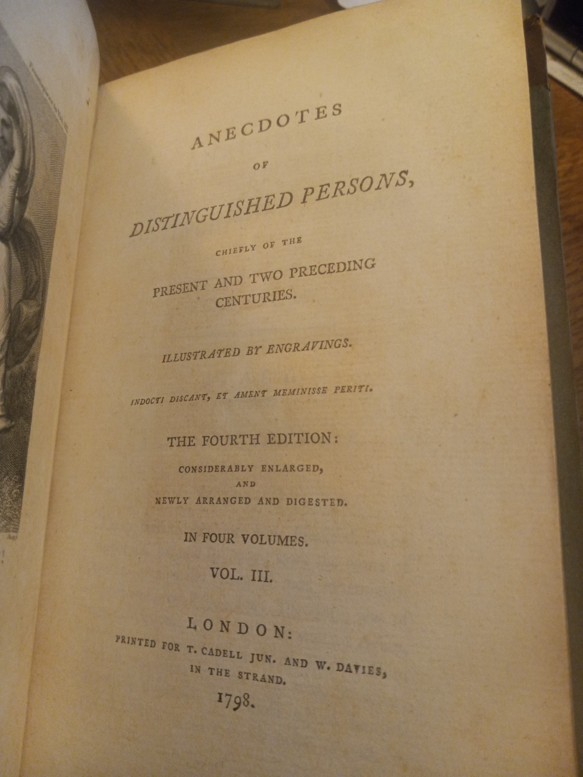 1798 ANECDOTES OF DISTINGUISHED PERSONS OF THE 15TH TO 18TH CENT ILLUST V 3 ONLY