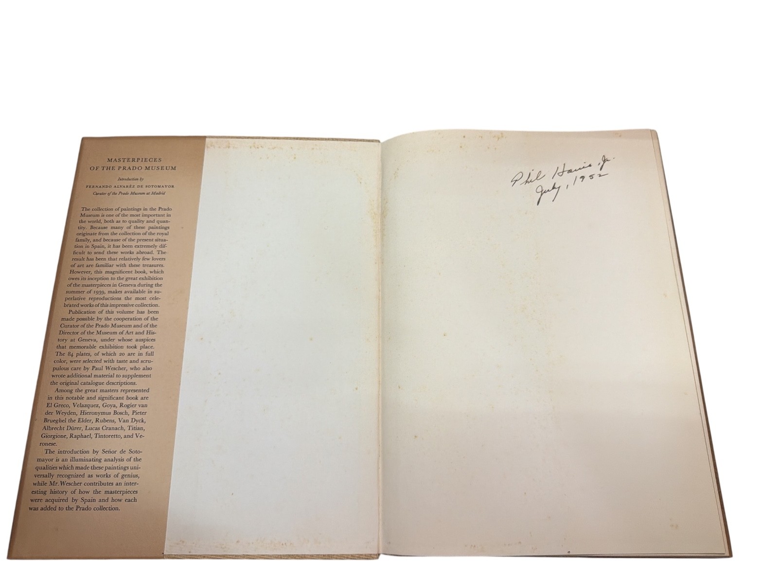 Masterpieces of the Prado Museum 1951 First American Edition Art Book