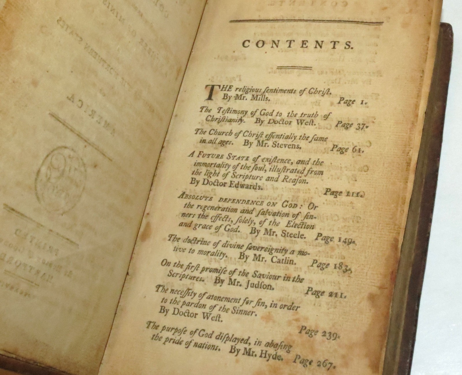 SERMONS on Important Subjects 1797 Full Leather, Hartford, CT Ministers, America