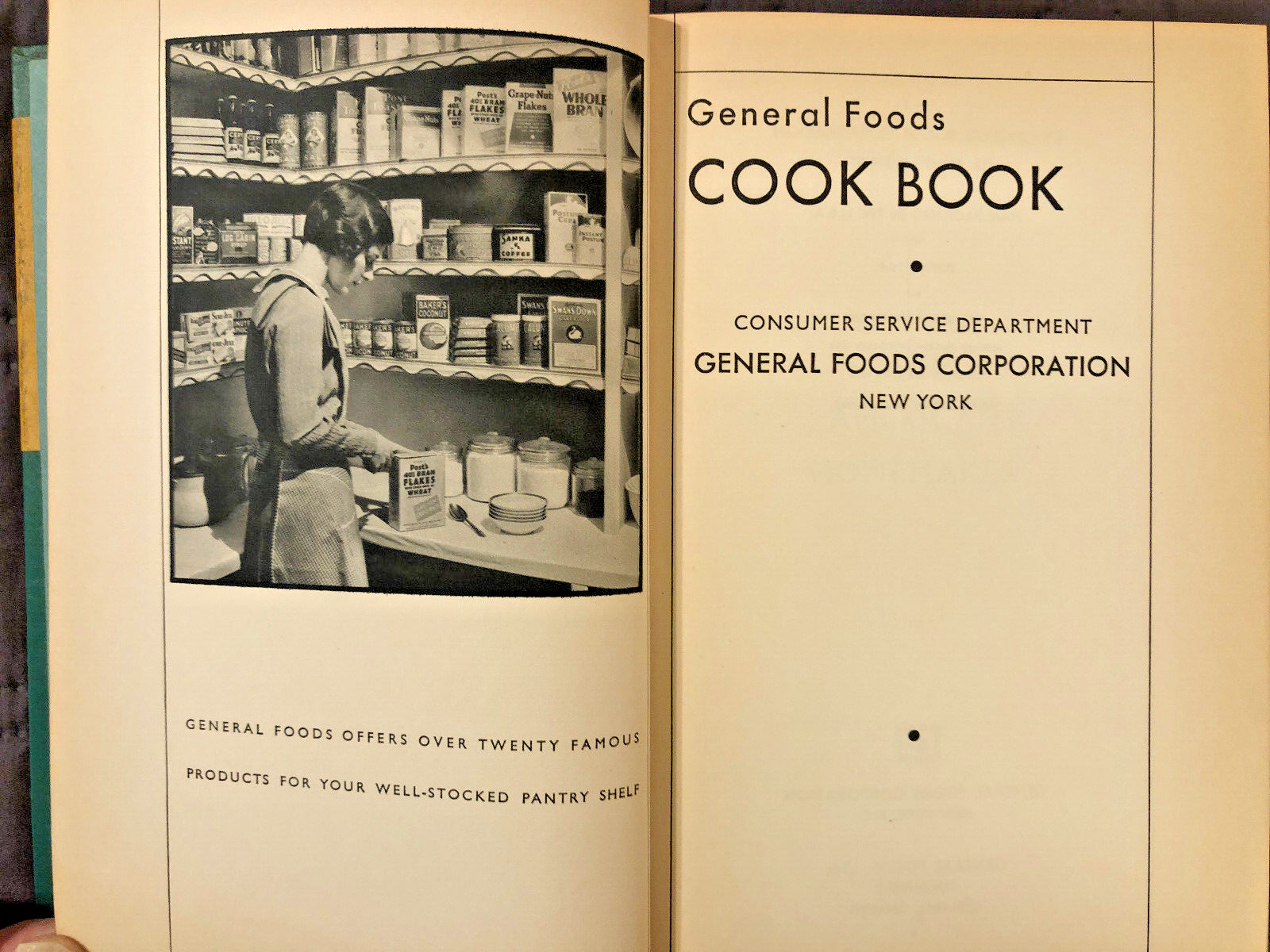 GENERAL FOODS Corporation Cook Book, 1935 4th Ed., HB ~ VINTAGE ~ Very Good-