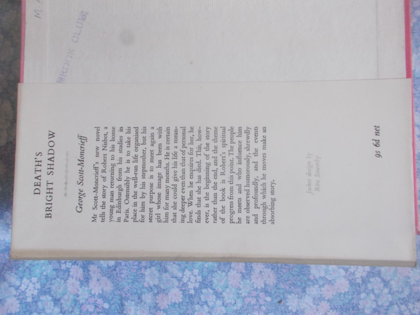 George Scott-Moncrieff DEATH’S BRIGHT SHADOW 1948 1st dw novel forgotten authors