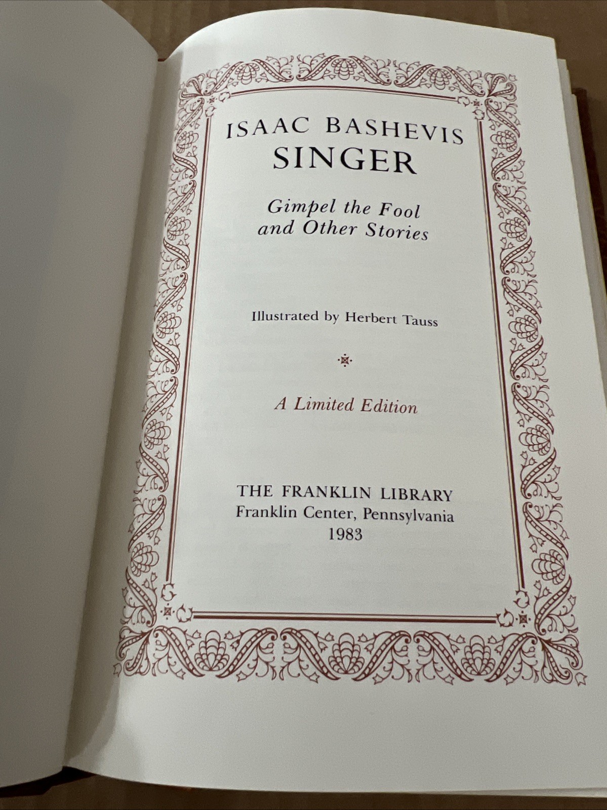 Franklin Library Isaac Bashevis Singer Gimpel the Fool 1983 Full Leather HC