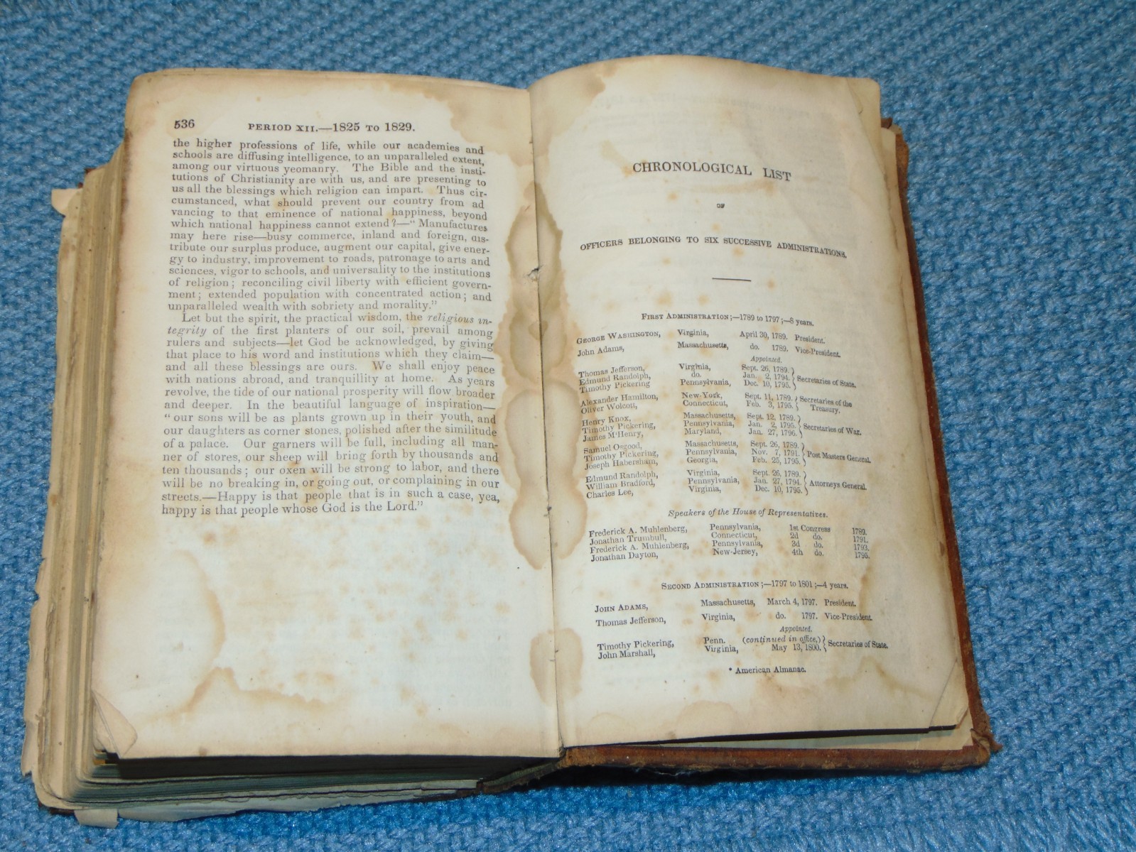 CIRCA 1830 LEATHER-ON-BOARD BOOK: “HISTORY OF THE UNITED STATES”