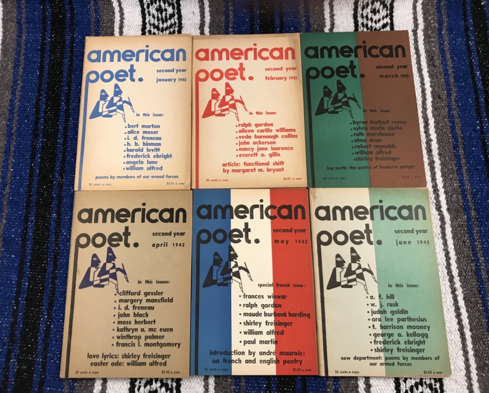 The American Poet – Full Run, magazine, 36 issues, 1941-1943, Sarton, Maurois