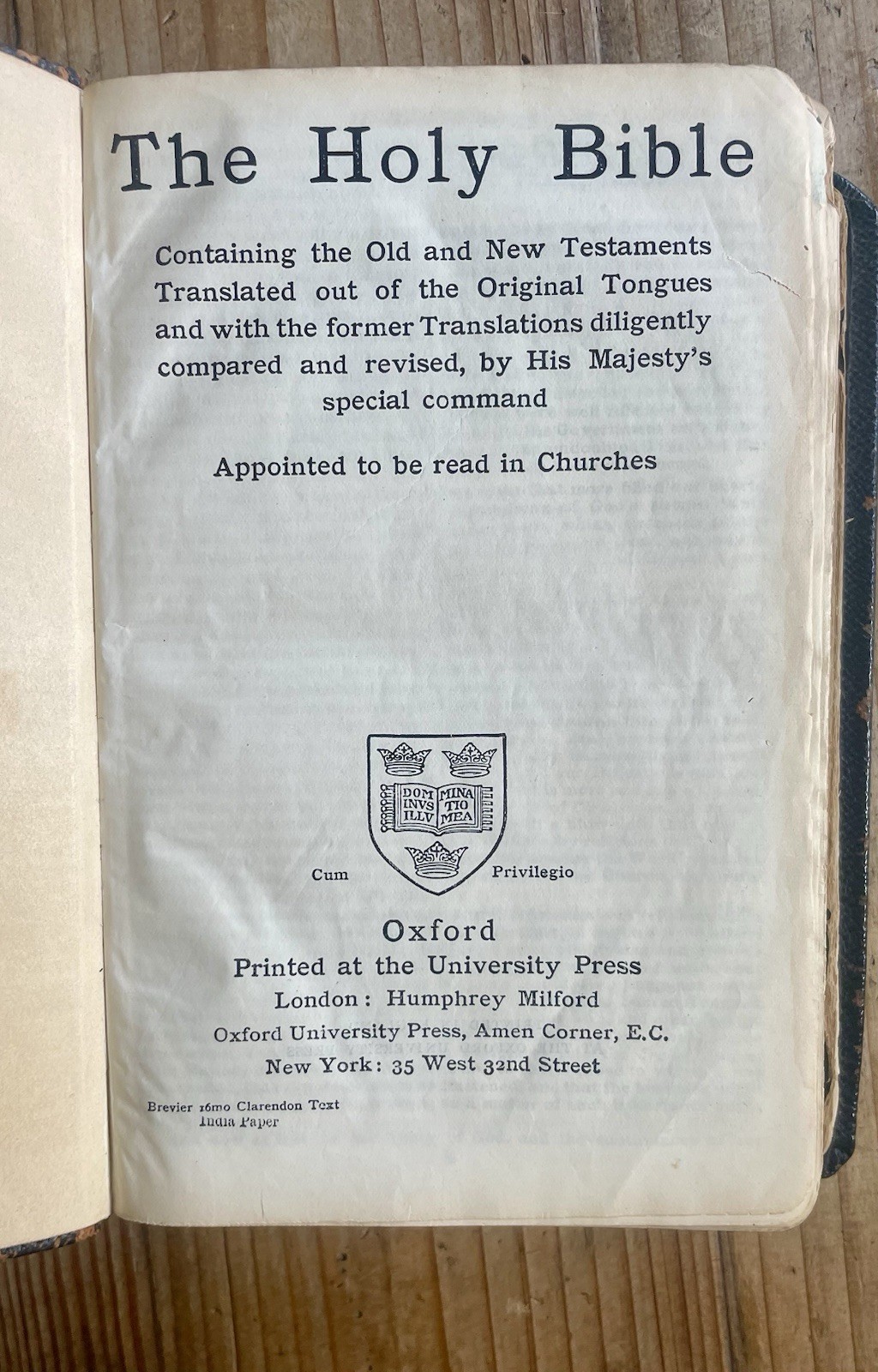RARE — Oxford University Press Holy Brevier Clarendon KJV Bible