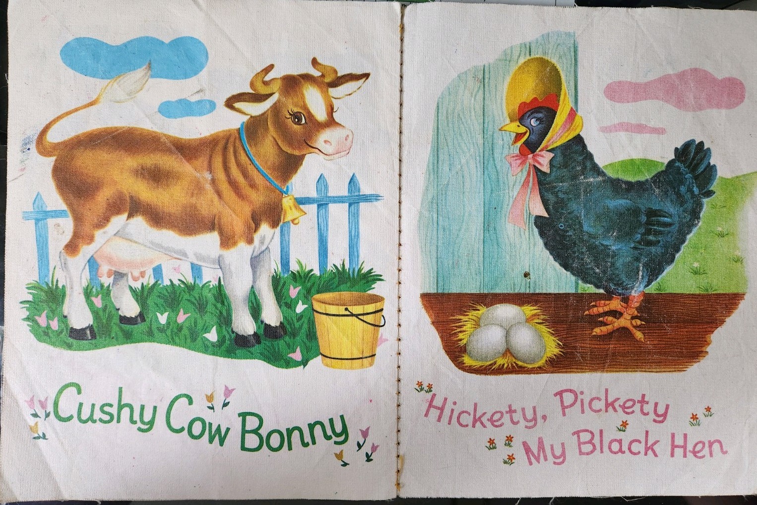 Mother Goose A Real Cloth Book Vintage 1956 Book Whitman Publishing Co