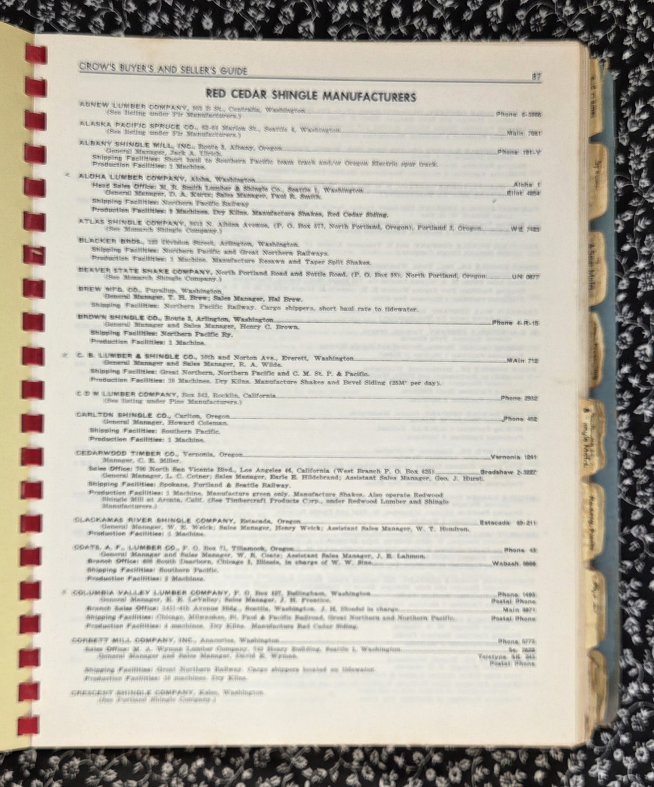 Crow’s Digest Buyer’s and Seller’s Guide, Western Lumber Industry, Portland 1948