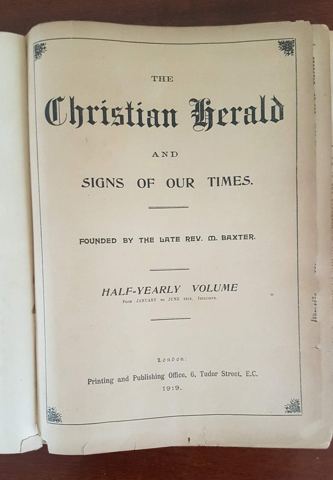 The Christian Herald Signs Of Our Times Newspapers, Jan – June 1919 (Hardback)