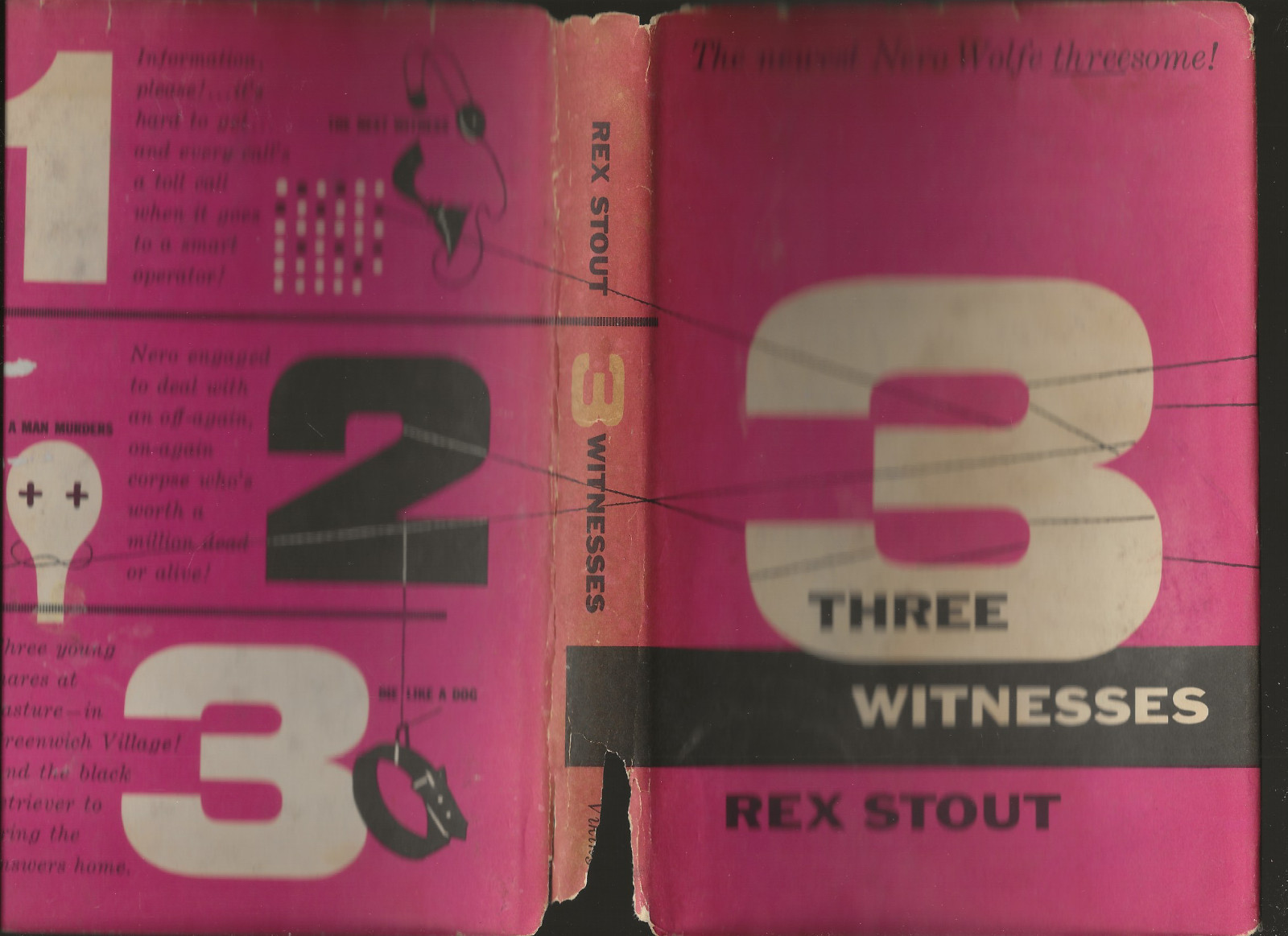Three Witnesses Rex Stout 1956 Nero Wolfe Vintage Hardcover Mysteries Good-