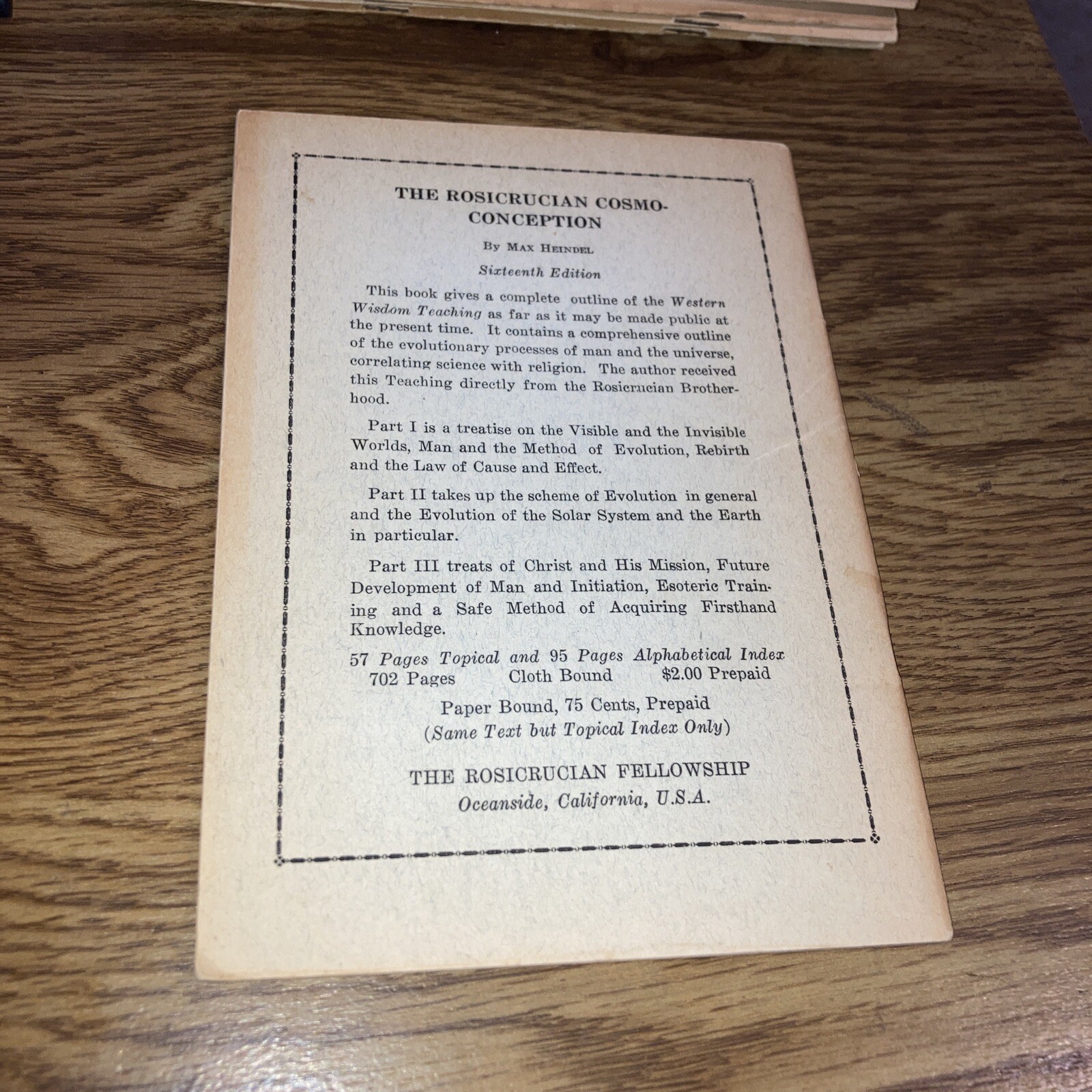 Simplified Scientific Ephemeris – Rosicrucian Fellowship 1940