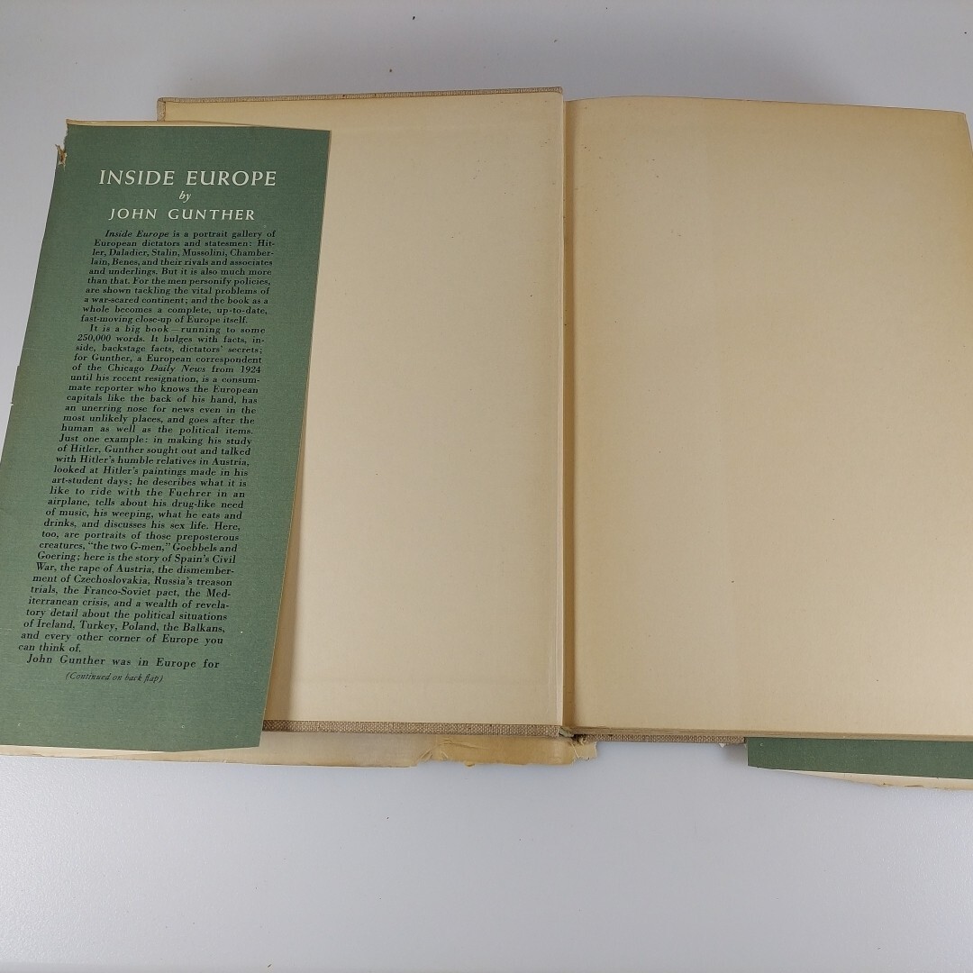 Inside Europe Again Completely Revised 1940 War Edition John Gunther HCDJ