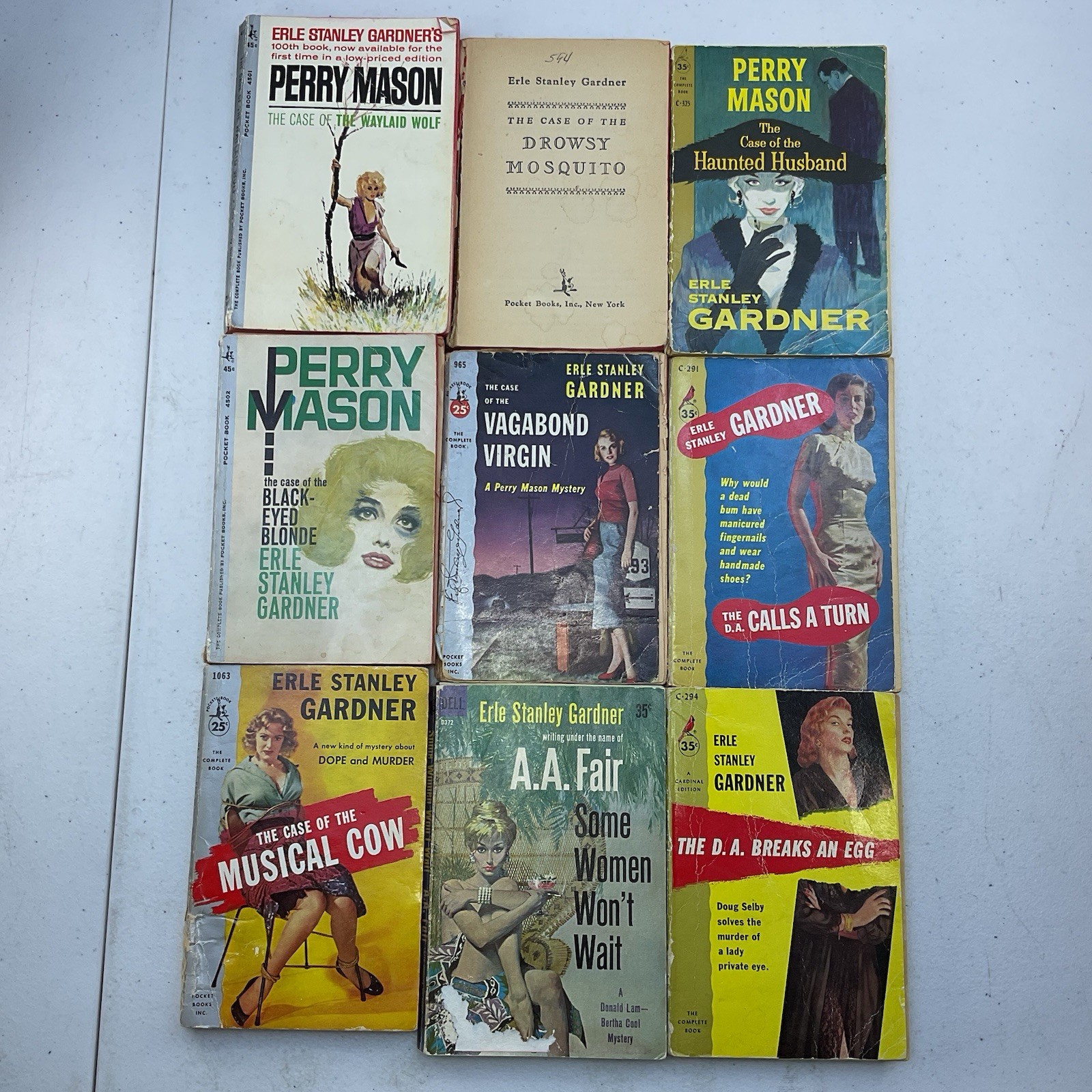 Vintage Erle Stanley Gardner Paperback Lot Of 9 Pocket Books Perry Mason Others