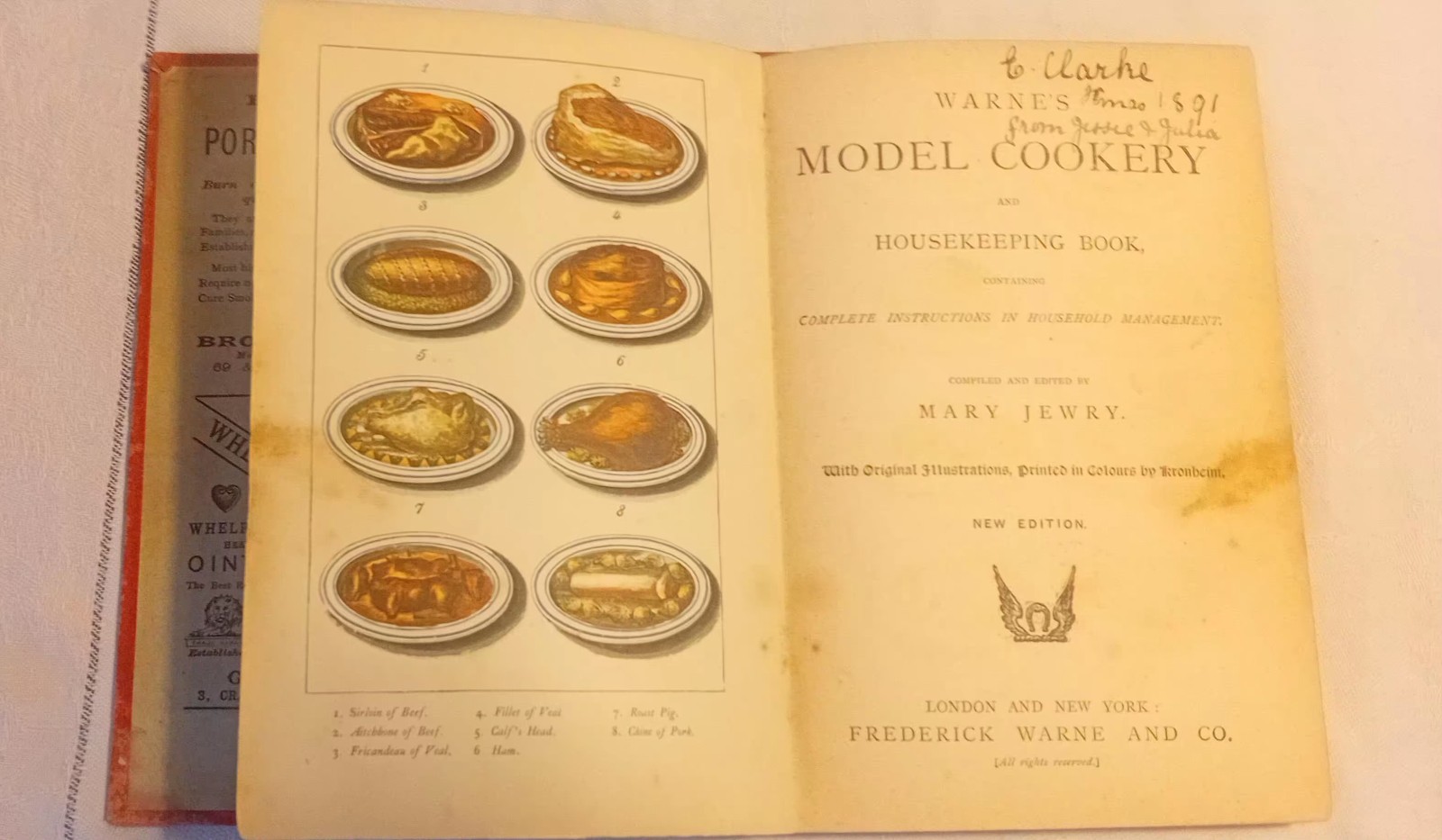 C.1891 Hb Warnes Modern Cookery Recipes Practical Advice Mary Jewry