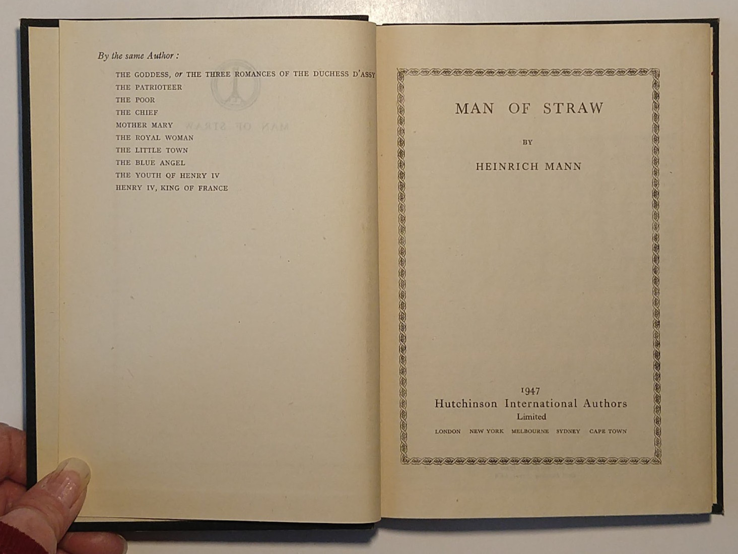 Man Of Straw by Heinrich Mann 1947 UK edition, English