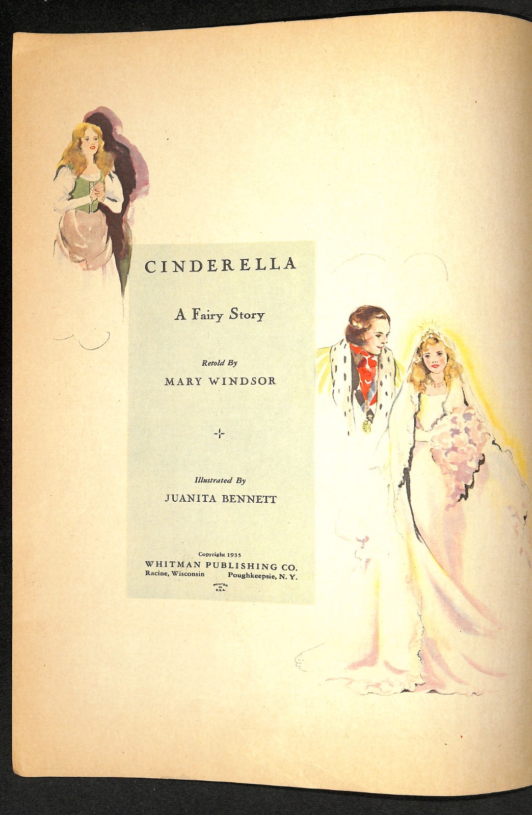 1935 Cinderella Fairytale Whitman Publishing Mary Windsor Juanita Bennett 9.5×13