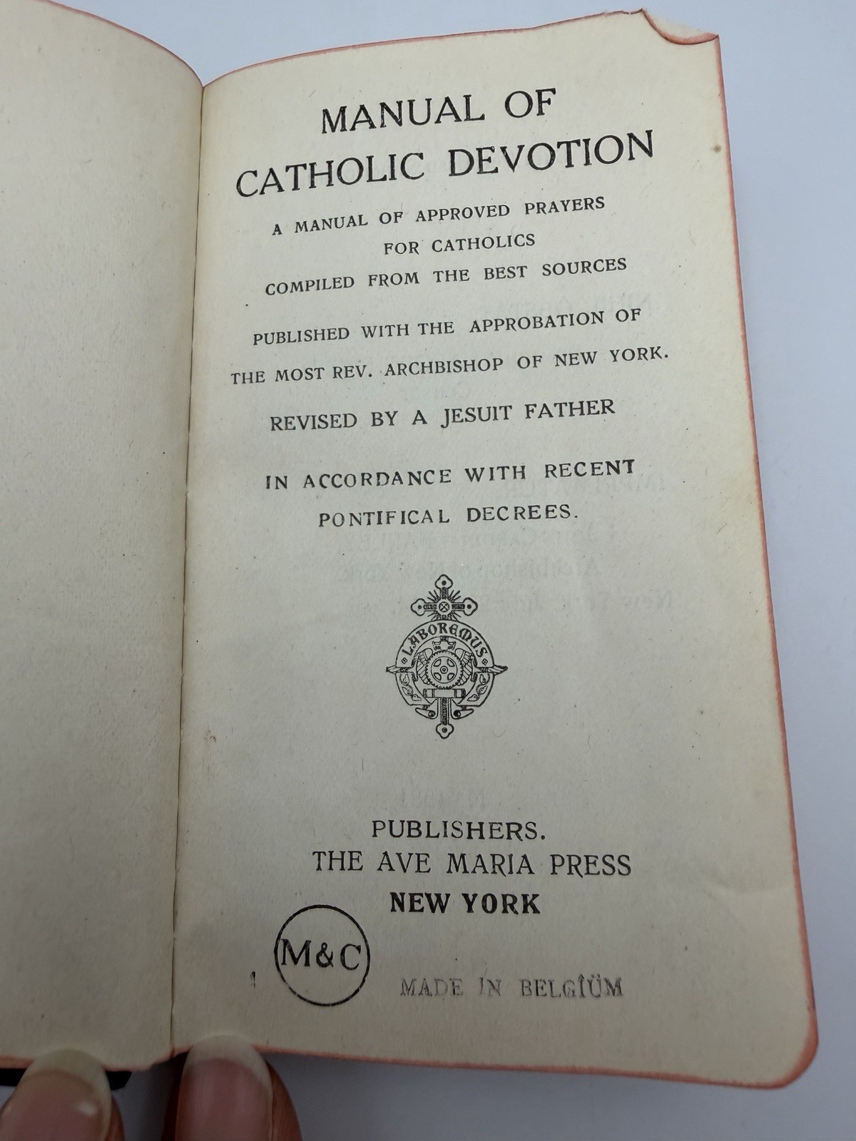 Antique Manual Of Catholic Devotions Pocket Manual The Ave Maria Press 1914-22