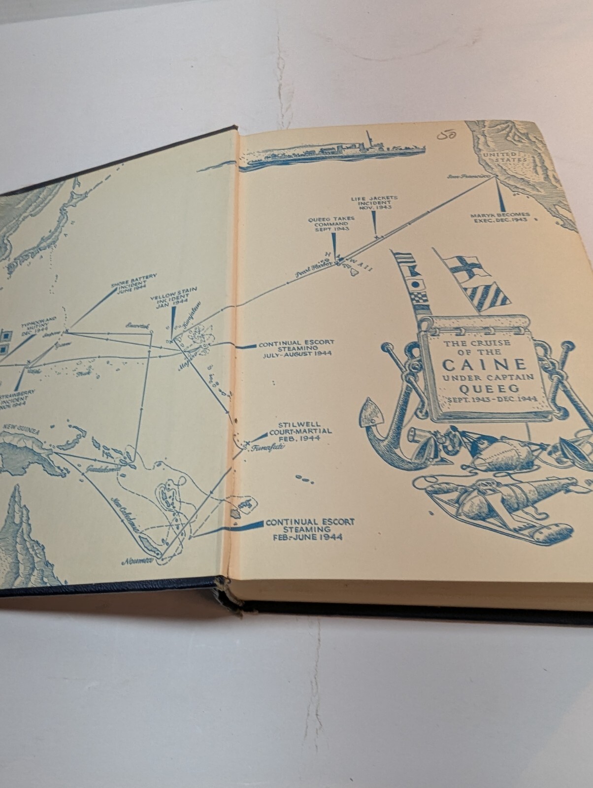 The Caine Mutiny by Herman Houk 1951 Novel of World War II Doubleday HC Vintage
