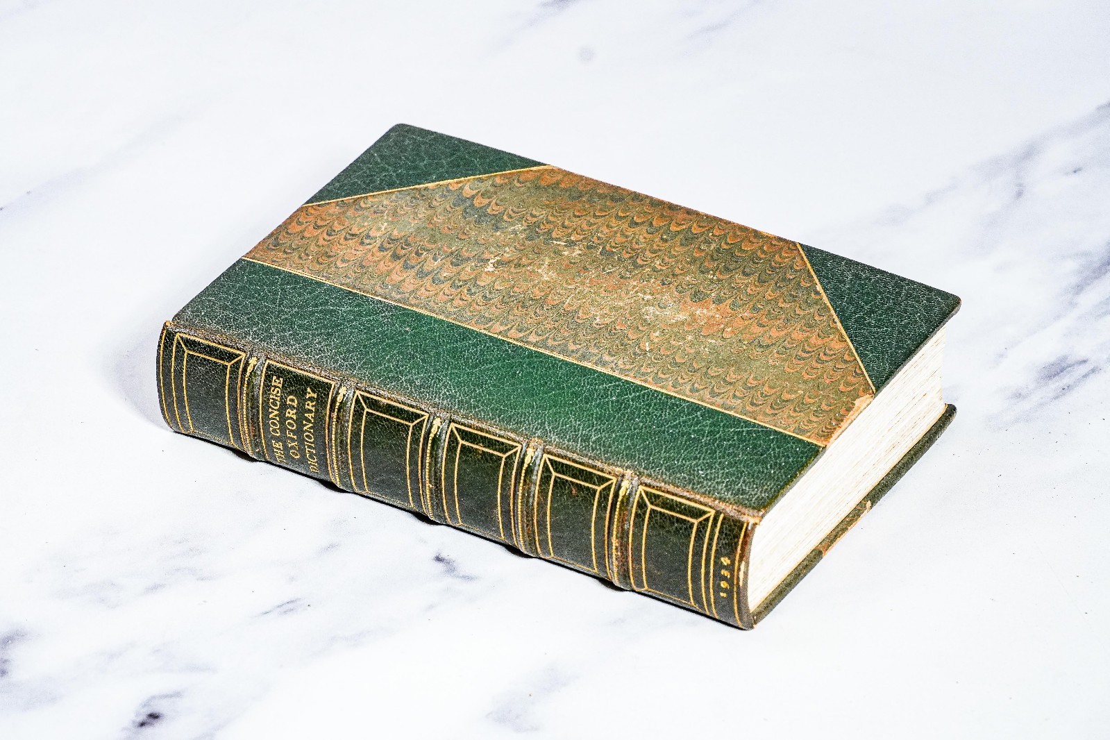 Rare Luxury Edition Concise Oxford Dictionary 1934 Leather Spine Antique Book