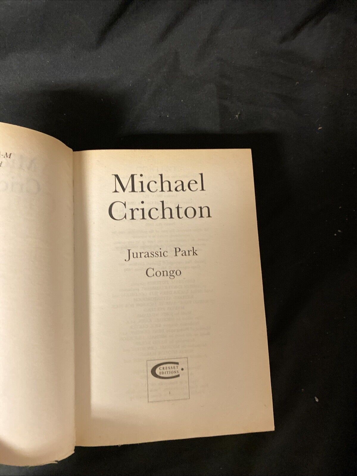 Jurassic Park and Congo by Michael Crichton (1993 Hardcover & DJ ( VGC) -(5853)