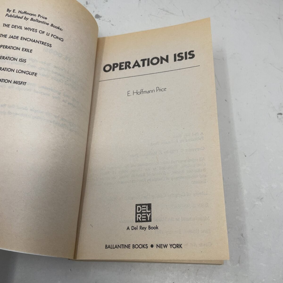 Operation Isis by E. Hoffman Price PB First Thus Like New 1987
