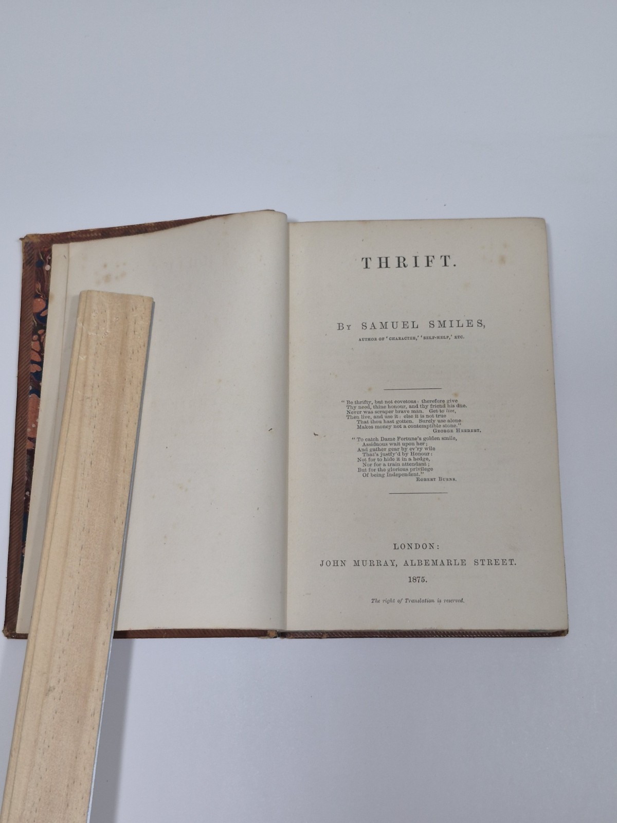 Samuel Smiles Self Help 1873 and Thrift 1875 Leather HB London John Murray
