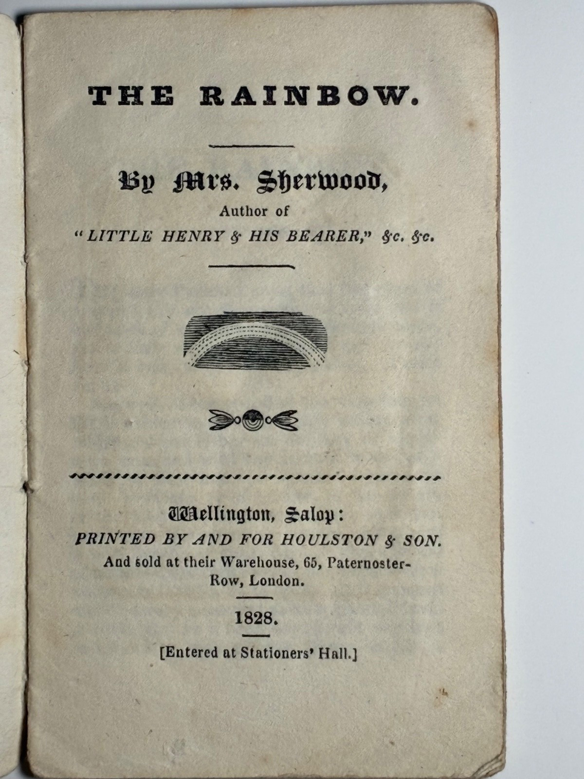 1828 The Rainbow Mrs Sherwood Chapbook Houlston Wellington Salop Scarce 1st Ed