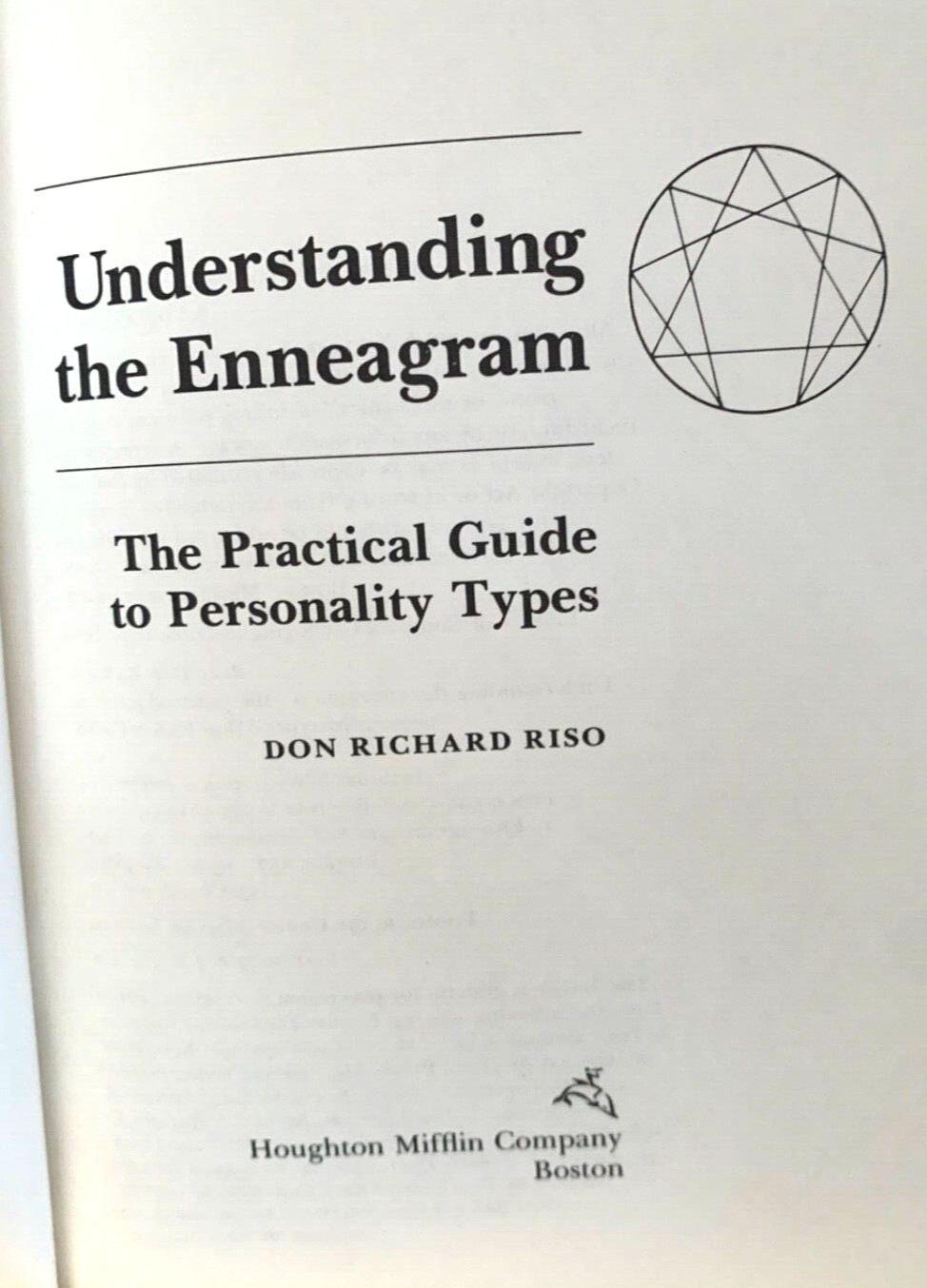 Understanding the Enneagram, Don Ricardo Risso, 1990, 1st edition, HC