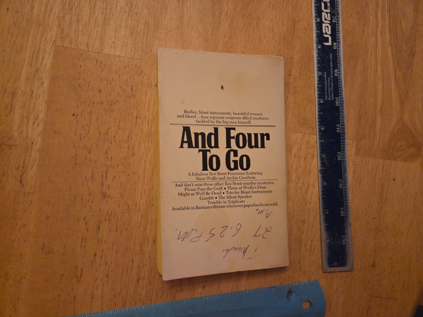 And Four to Go by Rex Stout – 1974 Bantam Paperback