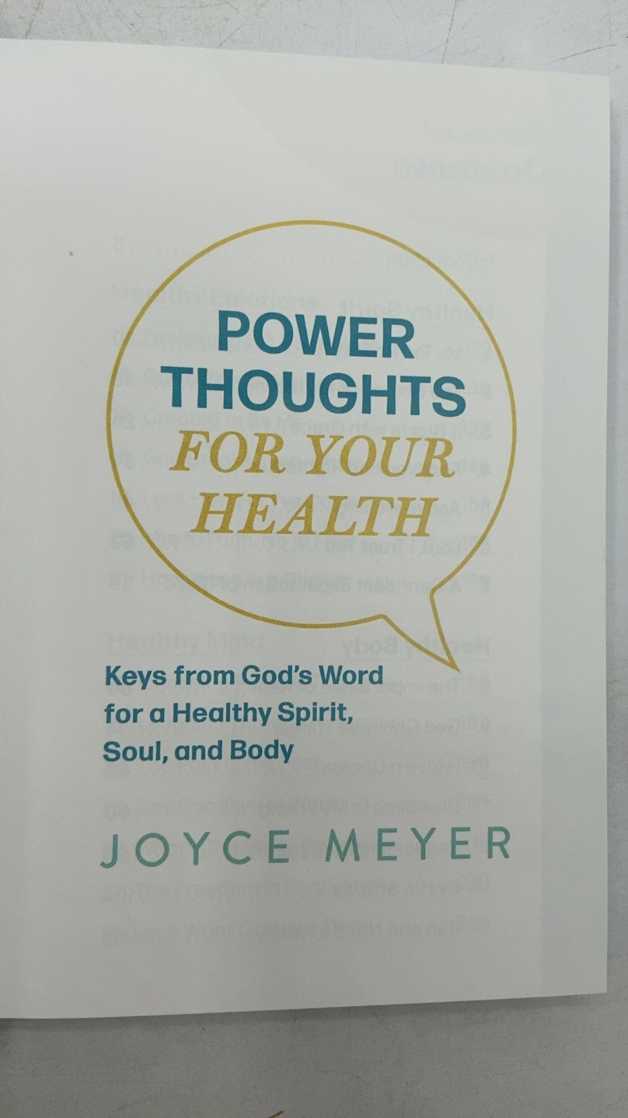 Power Thoughts for Your Health Joyce Meyer Hardcover 2024