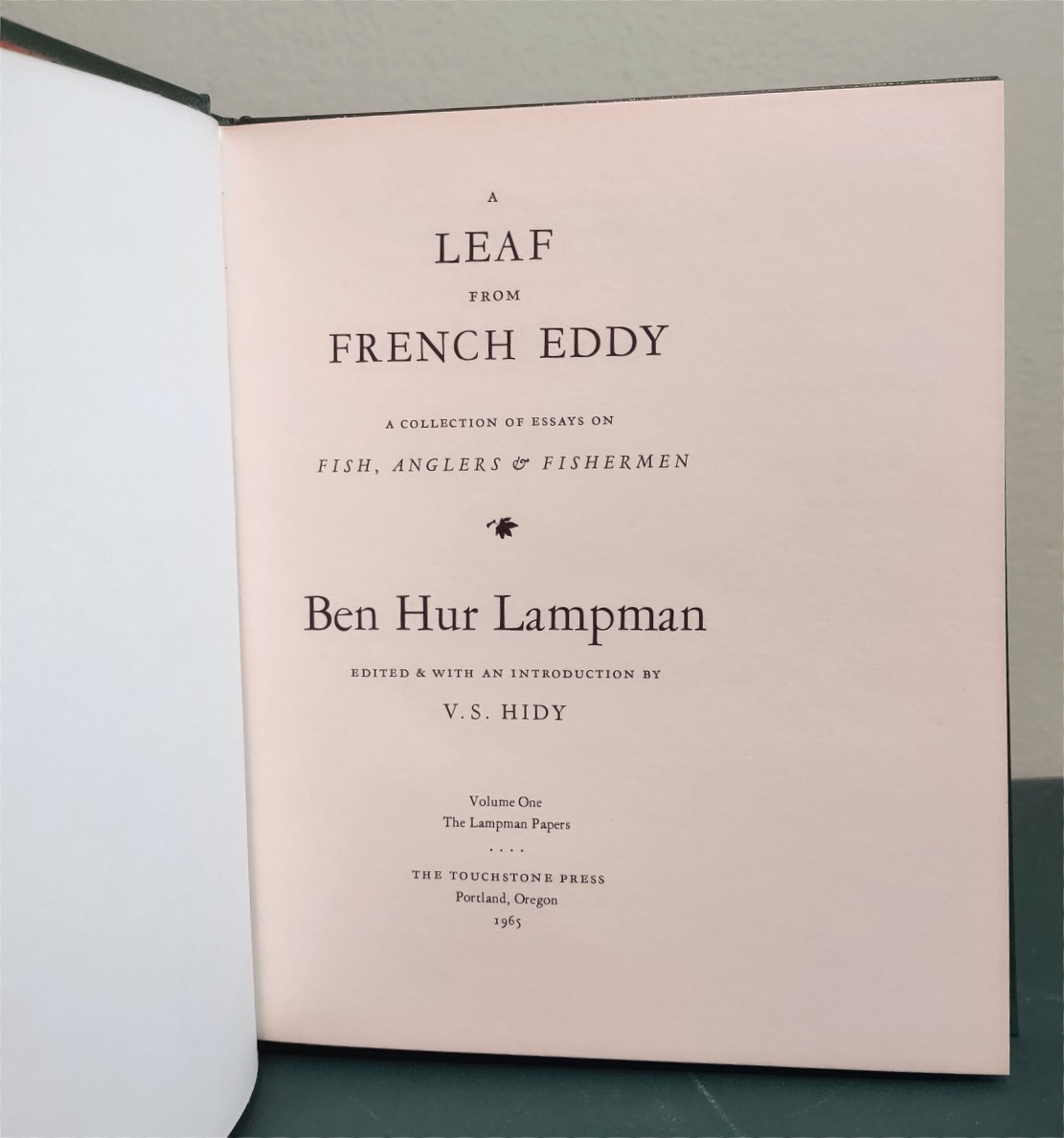 LTD A Leaf From French Eddy Ben Hur Lampman Touchstone Portland 1st First ED HB