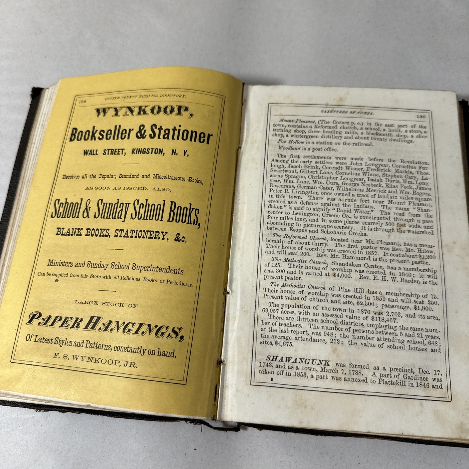 Gazetteer Business Directory Ulster County New York 1871 First Edition Book Map