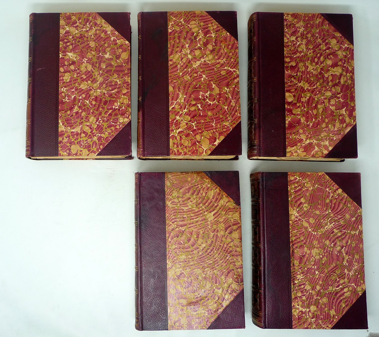 c1880 Set 5 Leather Dickens DeLuxe Ltd Edition David Copperfield Dombey Oliver