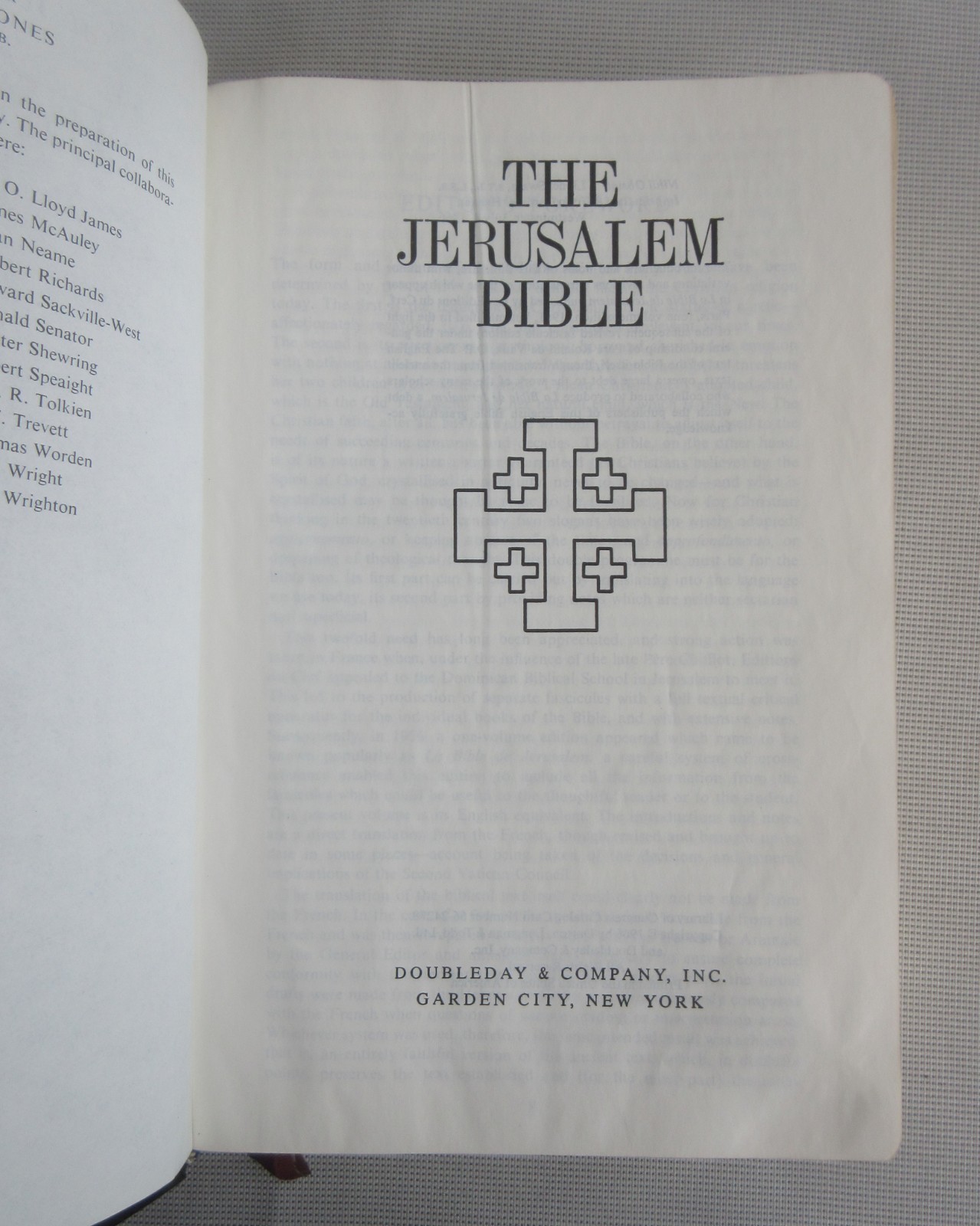 THE JERUSALEM BIBLE 1966 Doubleday Black Faux Leather Cover