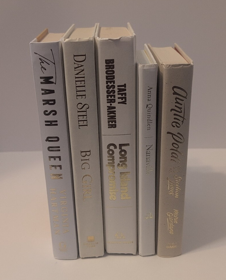 Lot of 5 Decor Books Gold Lettering White Cream Shades Staging Home Decor Prop